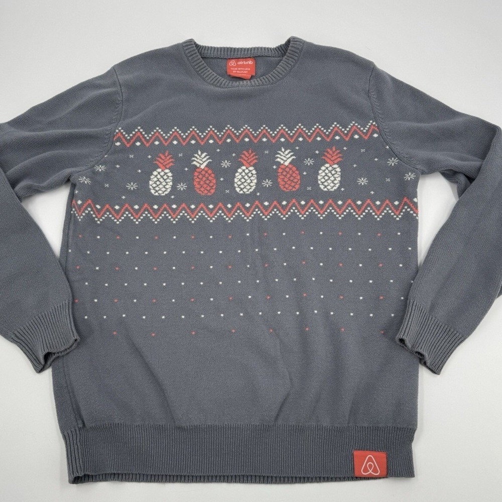 Pineapple Sweater by‎ Hillflint for Airbnb Size Large Gray With Pineapples